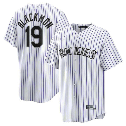 Colorado Rockies #19 Charlie Blackmon White Home Replica Player Name Jersey Baseball Jerseys - Main View