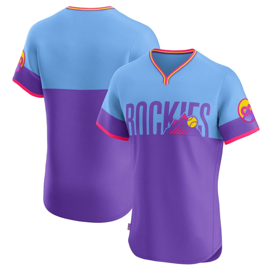 Colorado Rockies Purple/Light Blue 2025 City Connect Elite Baseball Jerseys - Main View