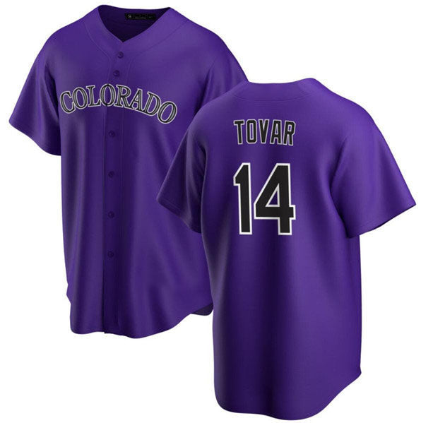 Colorado Rockies #14 Ezequiel Tovar Purple Cool Base Stitched Baseball Jersey - Main View