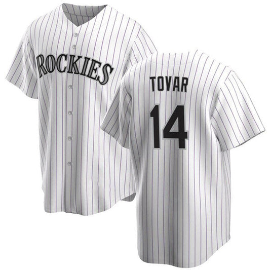 Colorado Rockies #14 Ezequiel Tovar White Cool Base Stitched Baseball Jersey - Main View