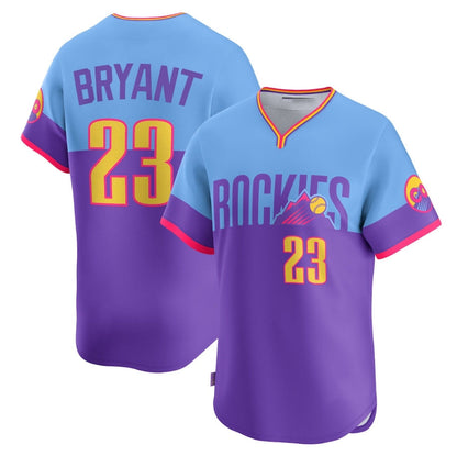 Colorado Rockies #23 Kris Bryant Purple/Light Blue 2025 City Connect Limited Player Baseball Jerseys - Main View