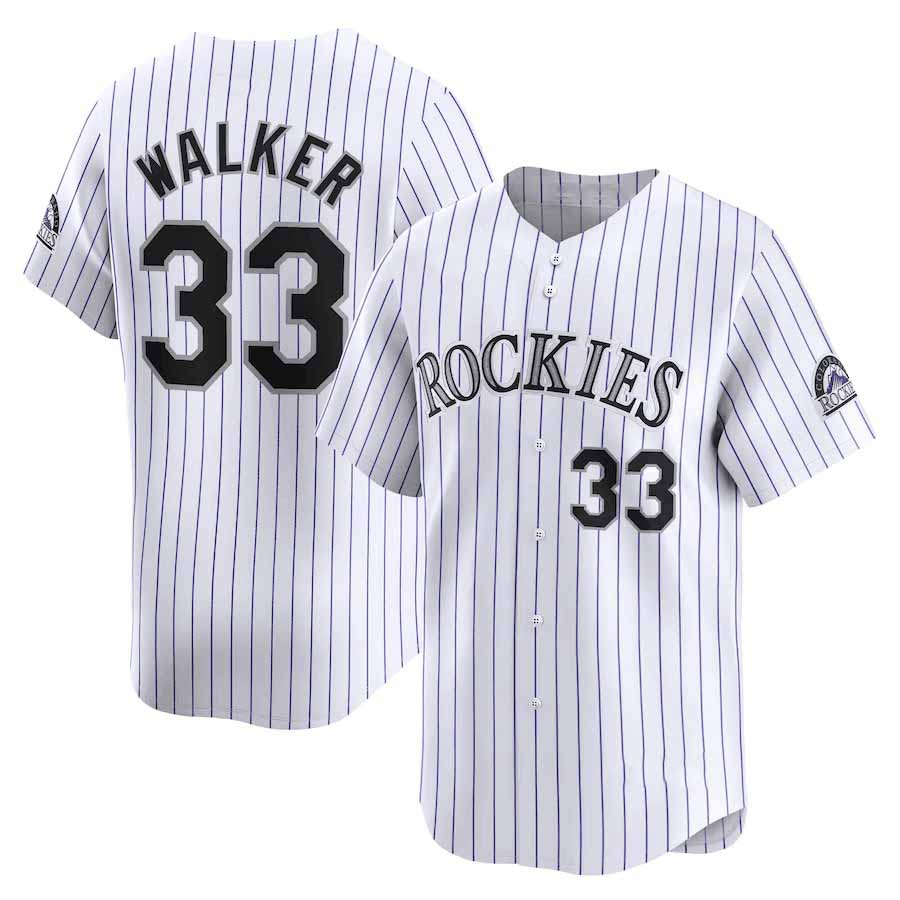 Colorado Rockies #33 Larry Walker White Home Limited Stitched Baseball Jersey - Main View
