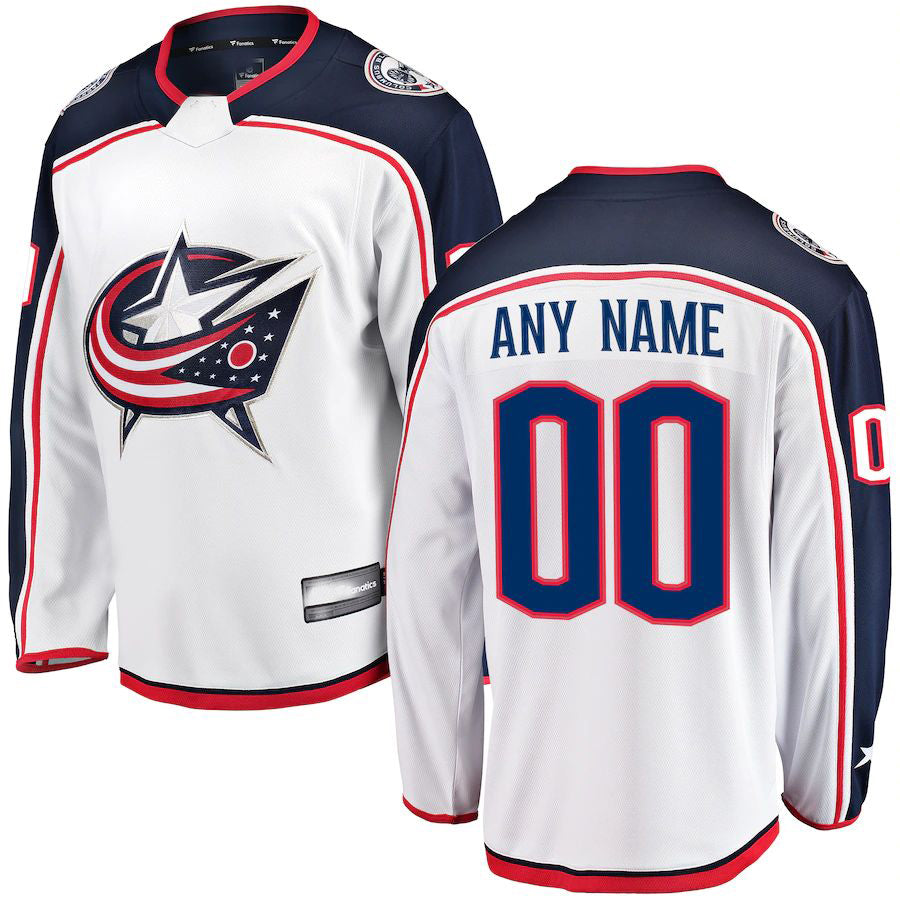 Custom C.Blue Jackets T Fanatics Branded Away Breakaway ersey White Stitched American Hockey Jerseys - Main View