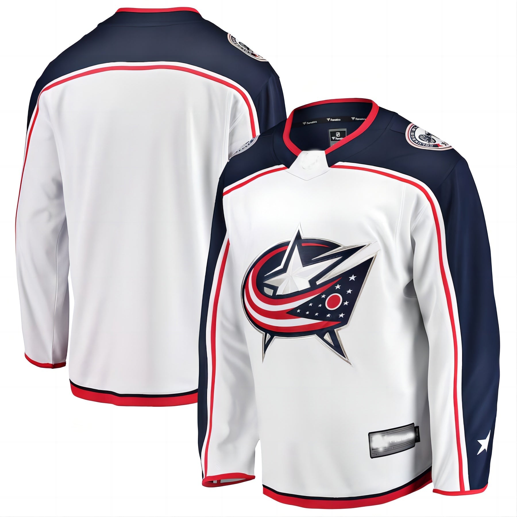 C.Blue Jackets Fanatics Branded Breakaway Away Jersey White Stitched American Hockey Jerseys - Main View