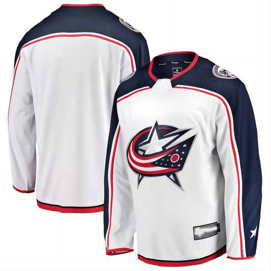 C.Blue Jackets Fanatics Branded Breakaway Away Jersey White Stitched American Hockey Jerseys - Main View