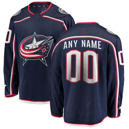 Custom C.Blue Jackets Fanatics Branded Home Breakaway Navy Stitched American Hockey Jerseys - Main View