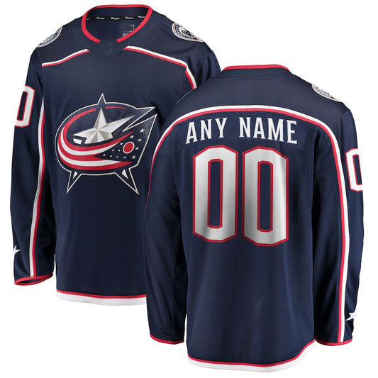 Custom C.Blue Jackets Fanatics Branded Home Breakaway Navy Stitched American Hockey Jerseys - Main View