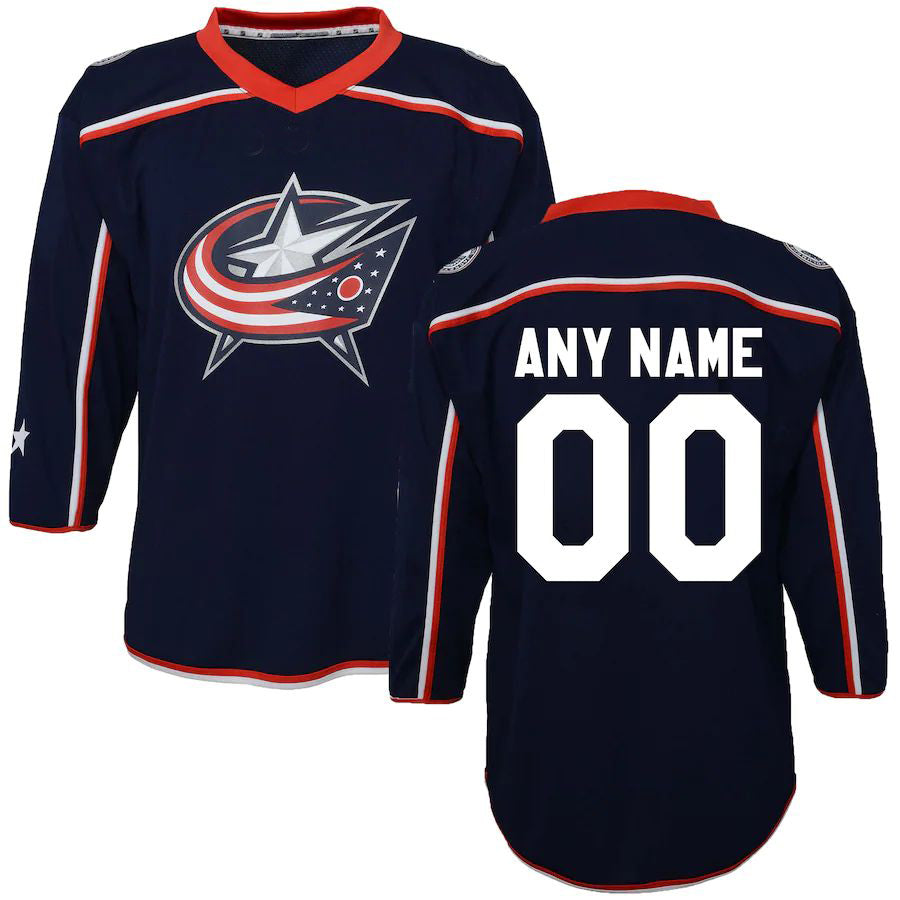 Custom C.Blue Jackets Toddler Home Replica  Navy Stitched American Hockey Jerseys - Main View