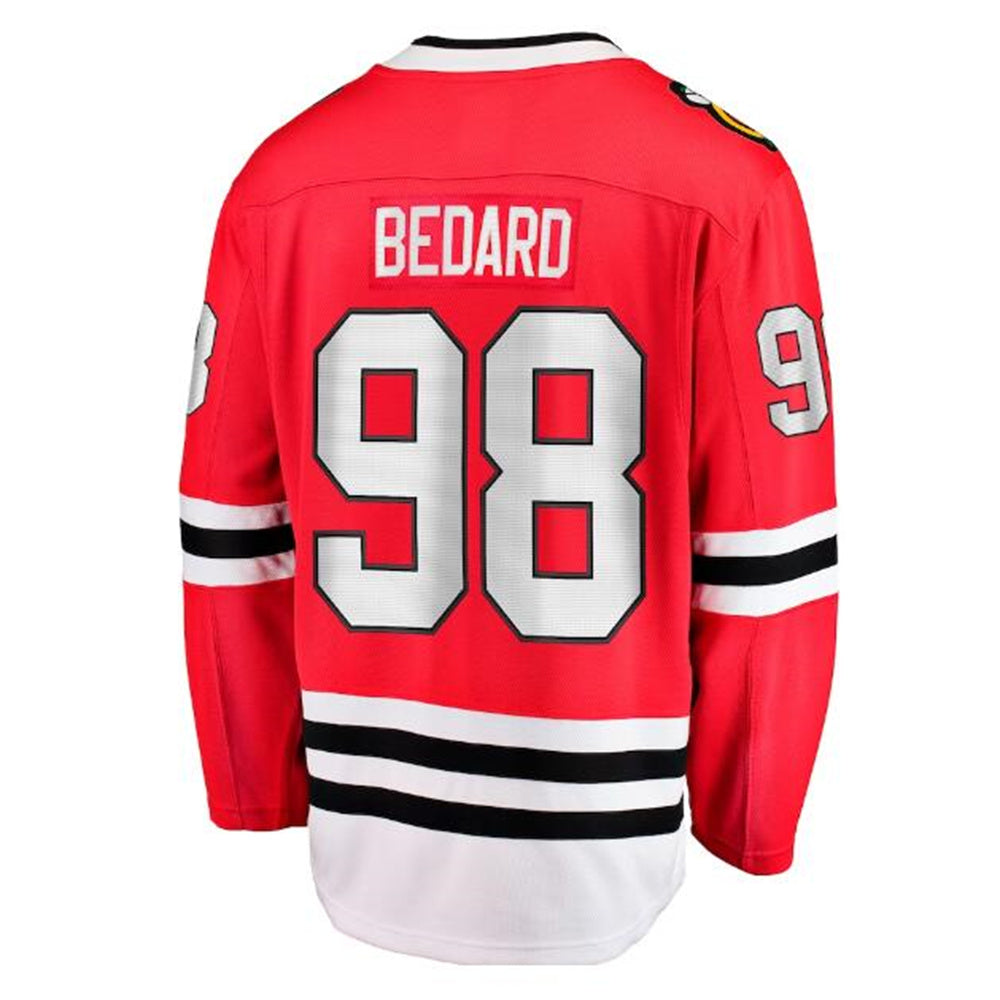 C.Blackhawks #98 Connor Bedard Fanatics Branded 2023 Draft Home Breakaway Player Jersey - Red Stitched American Hockey Jerseys - Main View