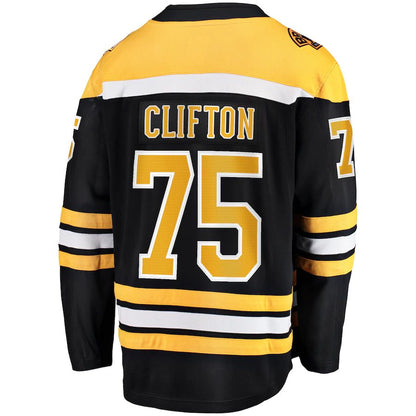 B.Bruins #75 Connor Clifton Fanatics Branded Replica Player Jersey Black Stitched American Hockey Jerseys - Main View