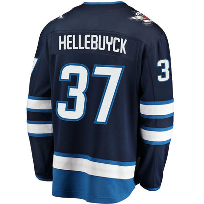 W.Jets #37 Connor Hellebuyck Fanatics Branded Breakaway Replica Jersey Navy Stitched American Hockey Jerseys - Main View
