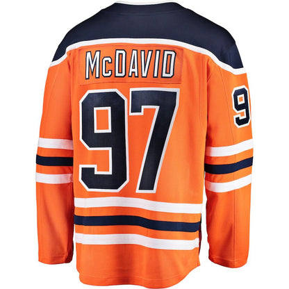 E.Oilers #97 Connor McDavid Fanatics Branded Breakaway Player Jersey Orange Stitched American Hockey Jerseys - Main View