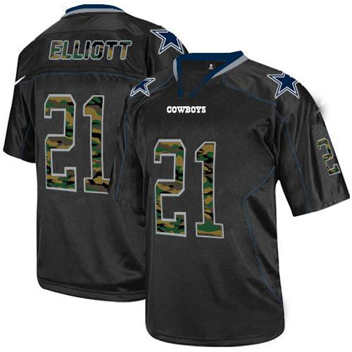 D.Cowboys  #21 Ezekiel Elliott Black Stitched Elite Camo Fashion Jersey American Jerseys - Main View