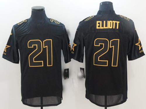 D.Cowboys #21 Ezekiel Elliott Black Stitched Elite Pro Line Gold Collection Jersey American Jerseys Fashion Jersey - Main View