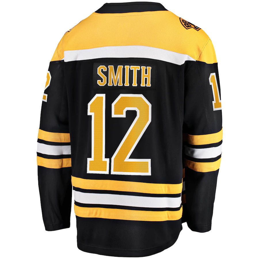 B.Bruins #12 Fanatics Branded Home Breakaway Player Jersey  Black Stitched American Hockey Jerseys - Main View