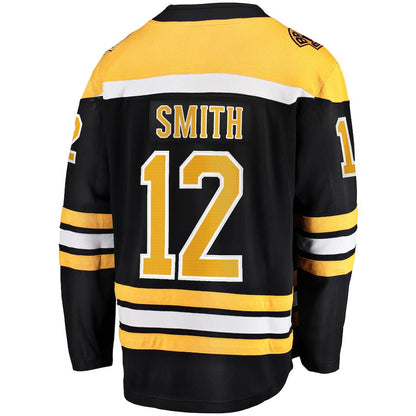 B.Bruins #12 Fanatics Branded Home Breakaway Player Jersey  Black Stitched American Hockey Jerseys - Main View