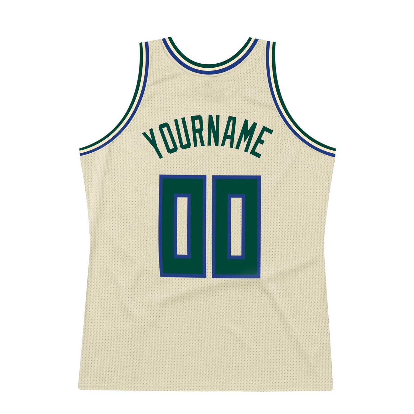 Custom Cream Hunter Green-Royal Authentic Throwback Basketball Jersey view 6