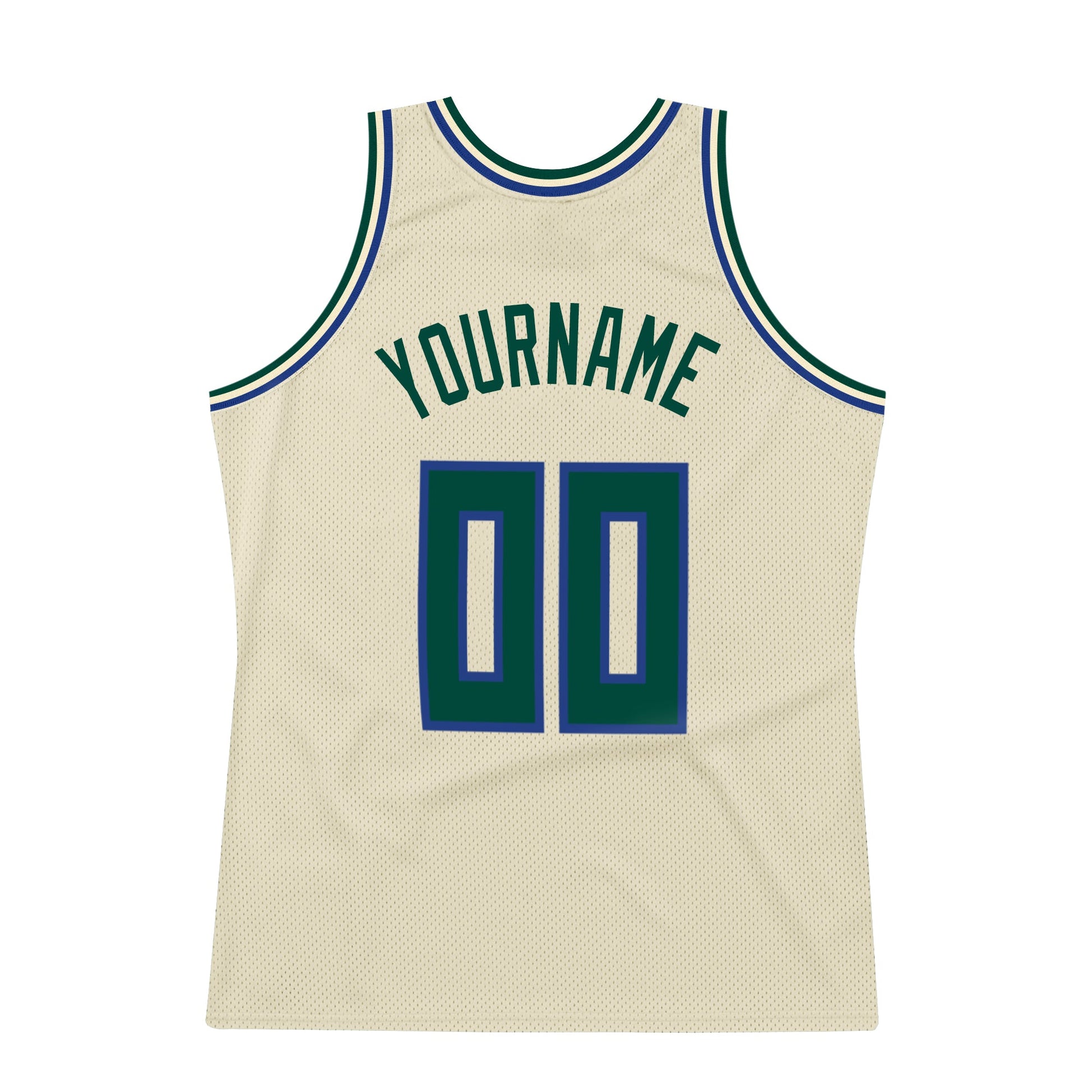 Custom Cream Hunter Green-Royal Authentic Throwback Basketball Jersey view 6