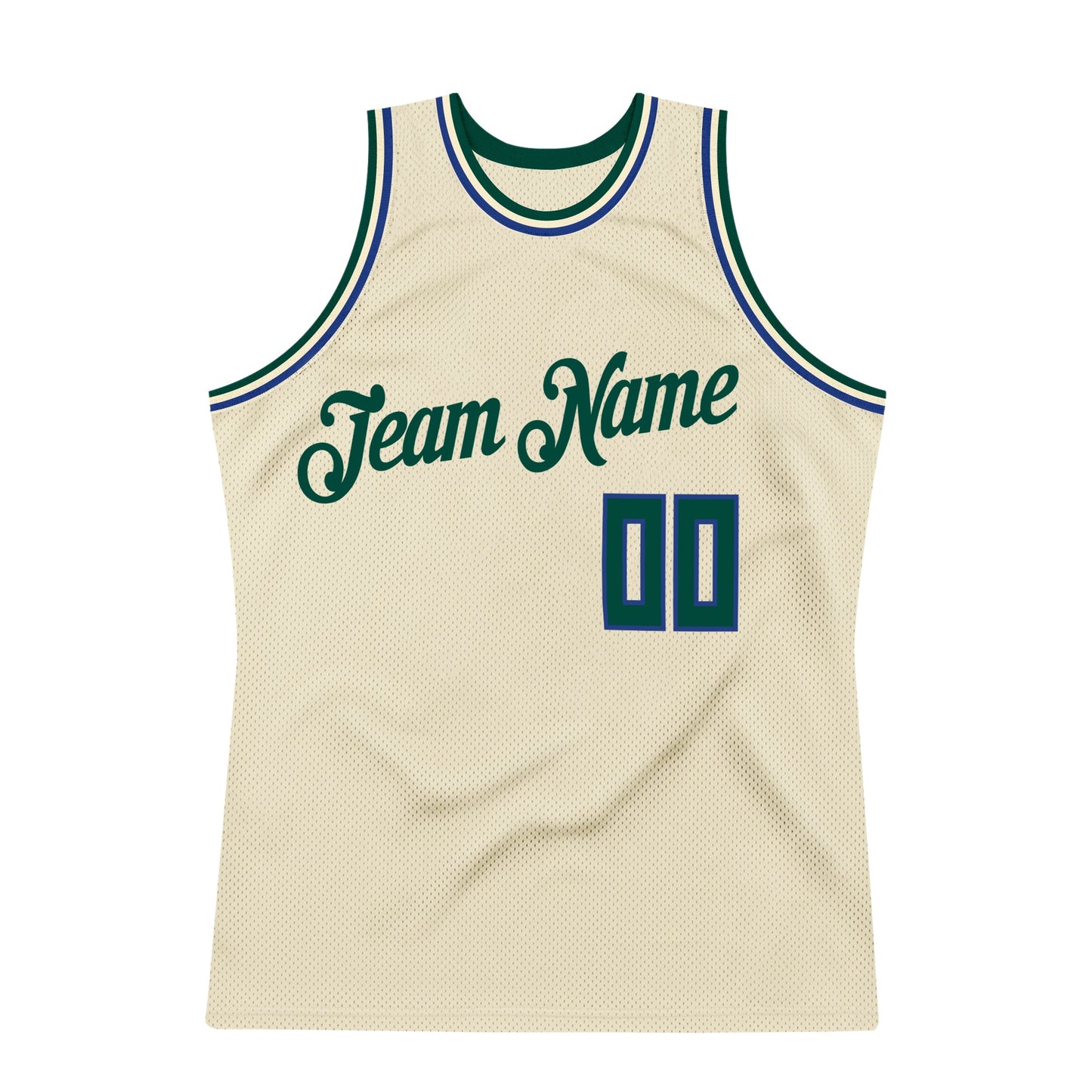 Custom Cream Hunter Green-Royal Authentic Throwback Basketball Jersey view 7