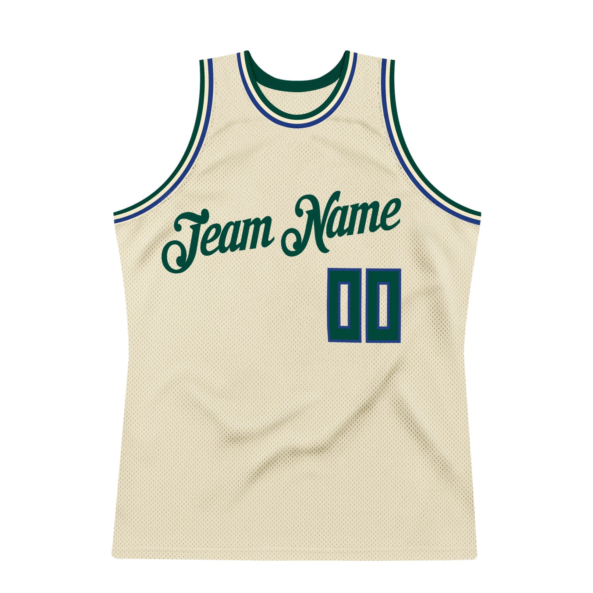 Custom Cream Hunter Green-Royal Authentic Throwback Basketball Jersey view 7