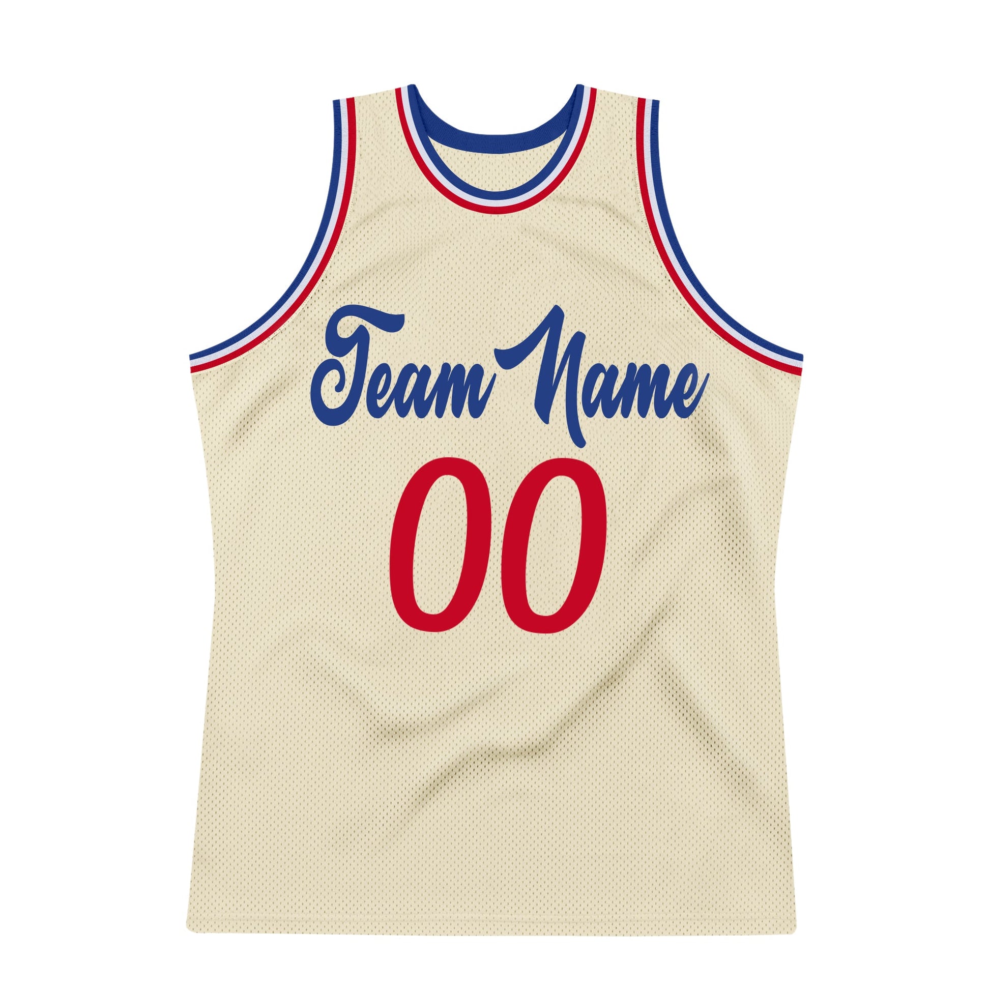 Custom Cream Red-Royal Authentic Throwback Basketball Jersey view 6