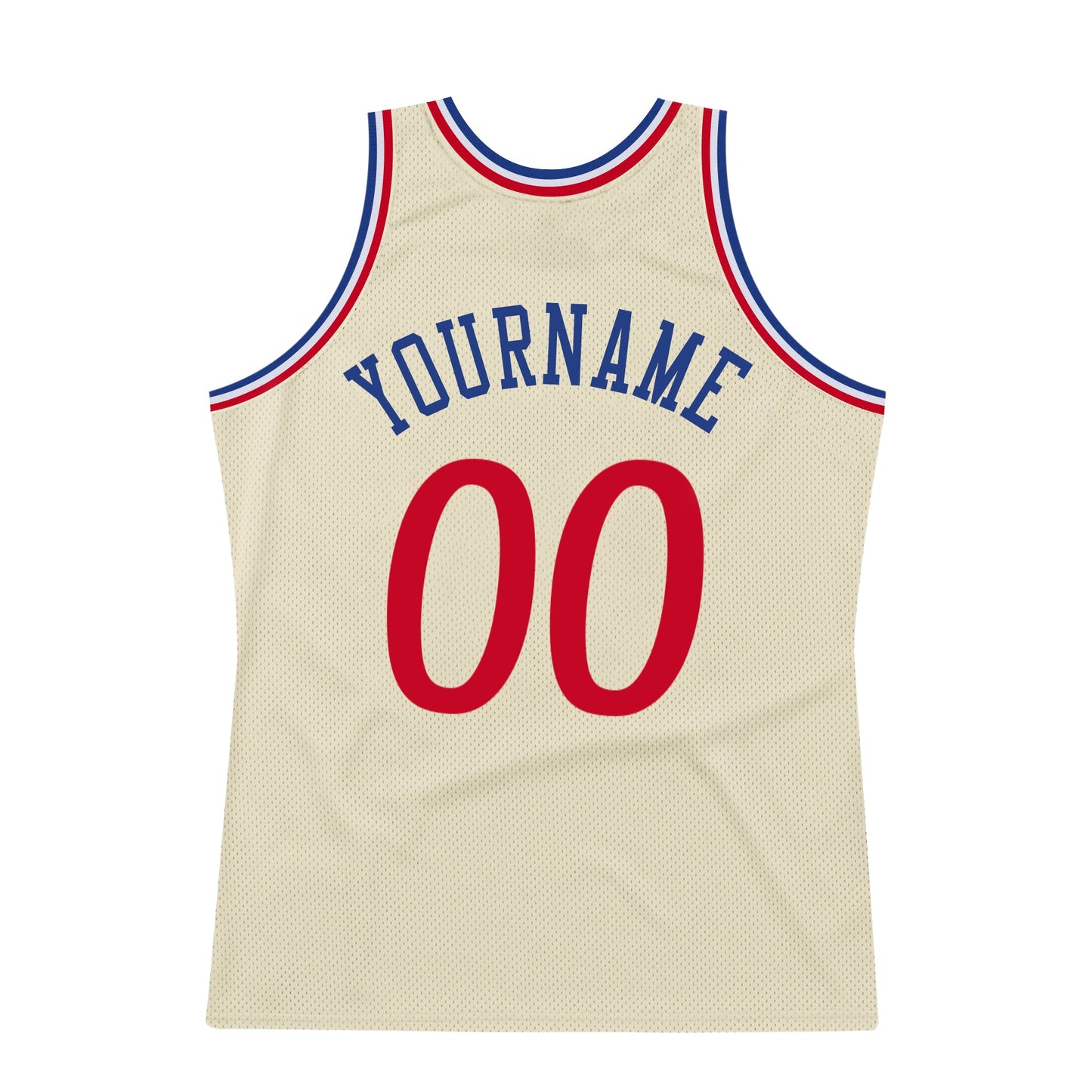 Custom Cream Red-Royal Authentic Throwback Basketball Jersey view 7