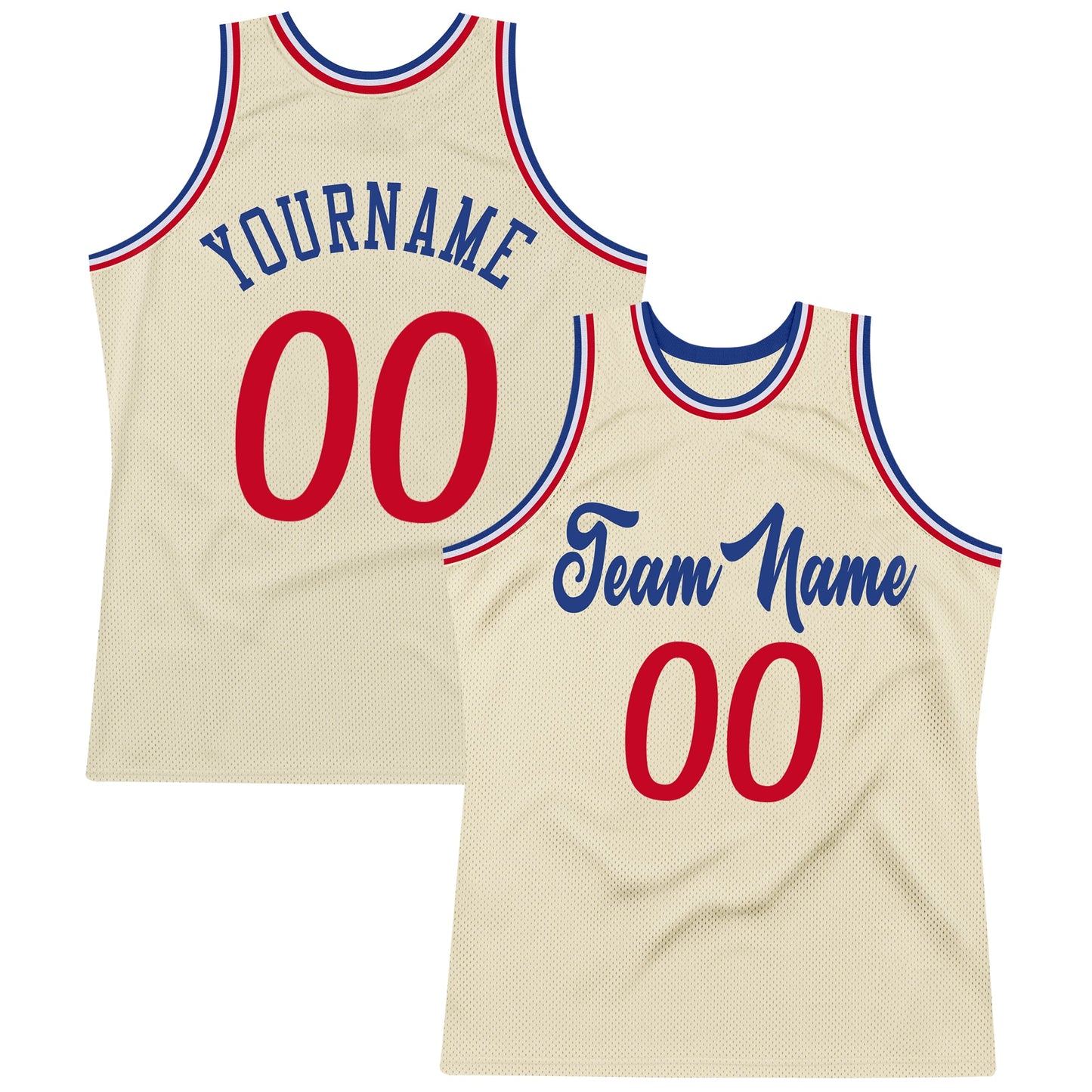 Custom Cream Red-Royal Authentic Throwback Basketball Jersey - Main View
