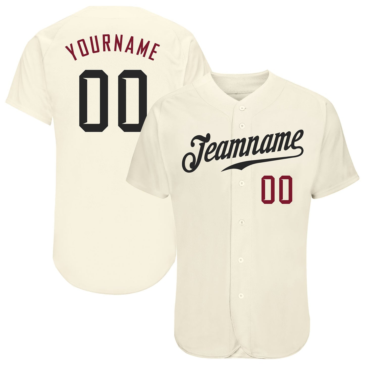 Custom Cream Black-Crimson Authentic Baseball Jersey - Main View