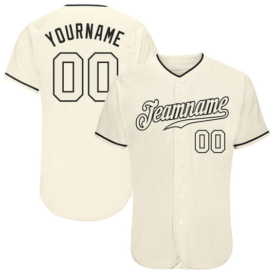 Custom Cream Cream-Black Authentic Baseball Jersey - Main View