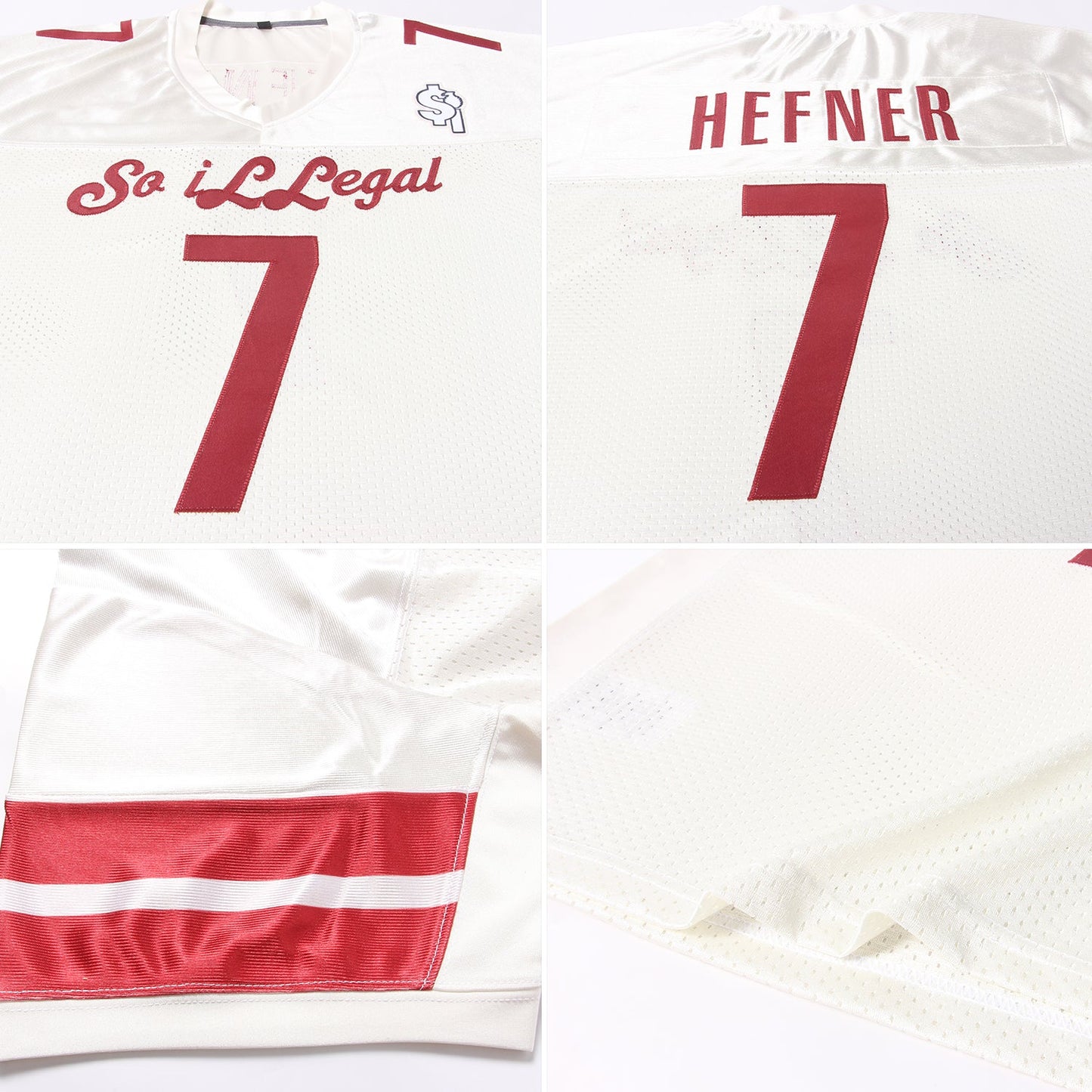 Custom Cream Burgundy Mesh Authentic Football Jersey view 5