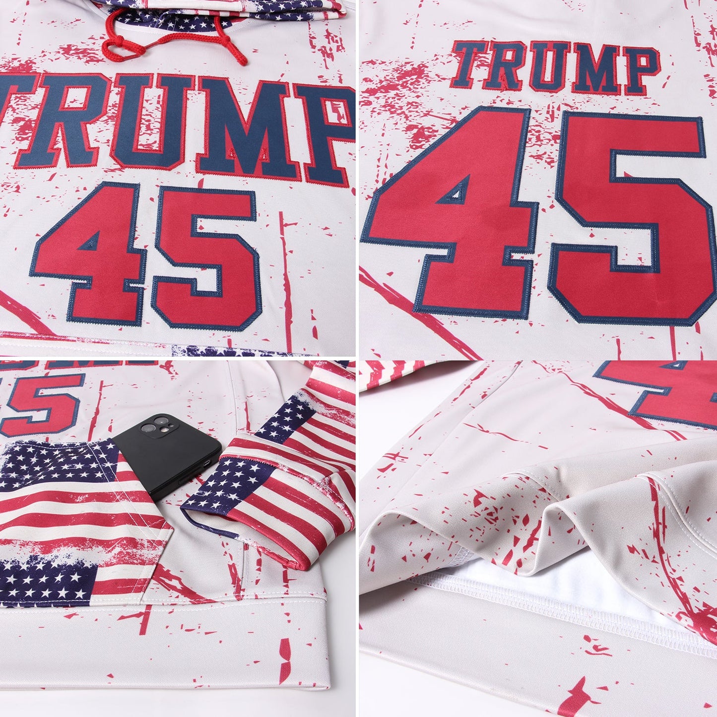 Custom Stitched Cream Crimson-Navy 3D American Flag Fashion Sports Pullover Sweatshirt Hoodie view 5
