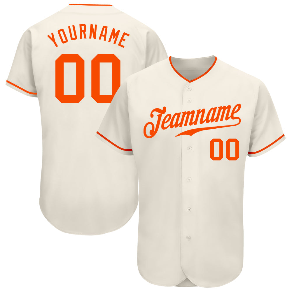Custom Cream Orange Authentic Baseball Jersey - Main View