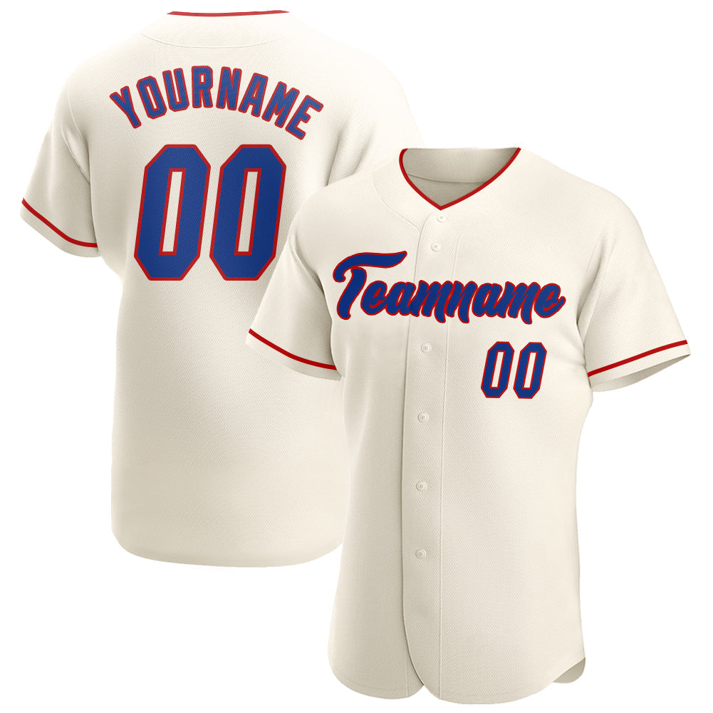 Custom Cream Royal-Red Authentic Baseball Jersey - Main View