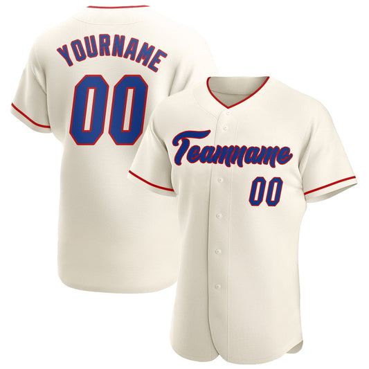 Custom Cream Royal-Red Authentic Baseball Jersey - Main View
