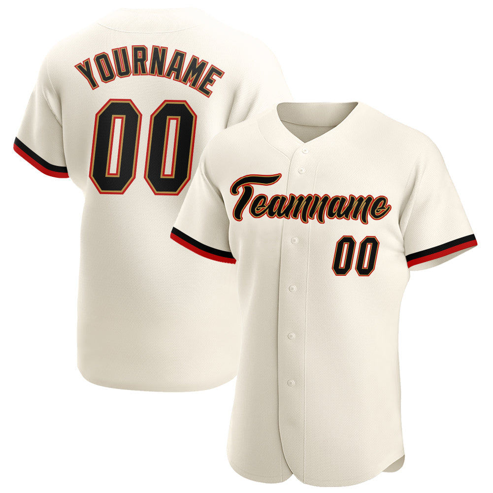 Custom Cream Black-Old Gold Authentic Baseball Jersey - Main View