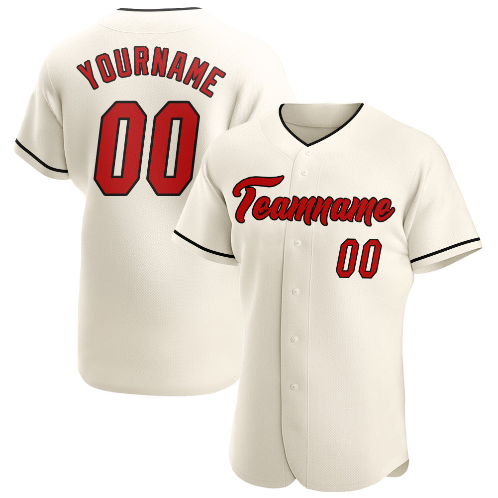 Custom Cream Red-Black Authentic Baseball Jersey - Main View