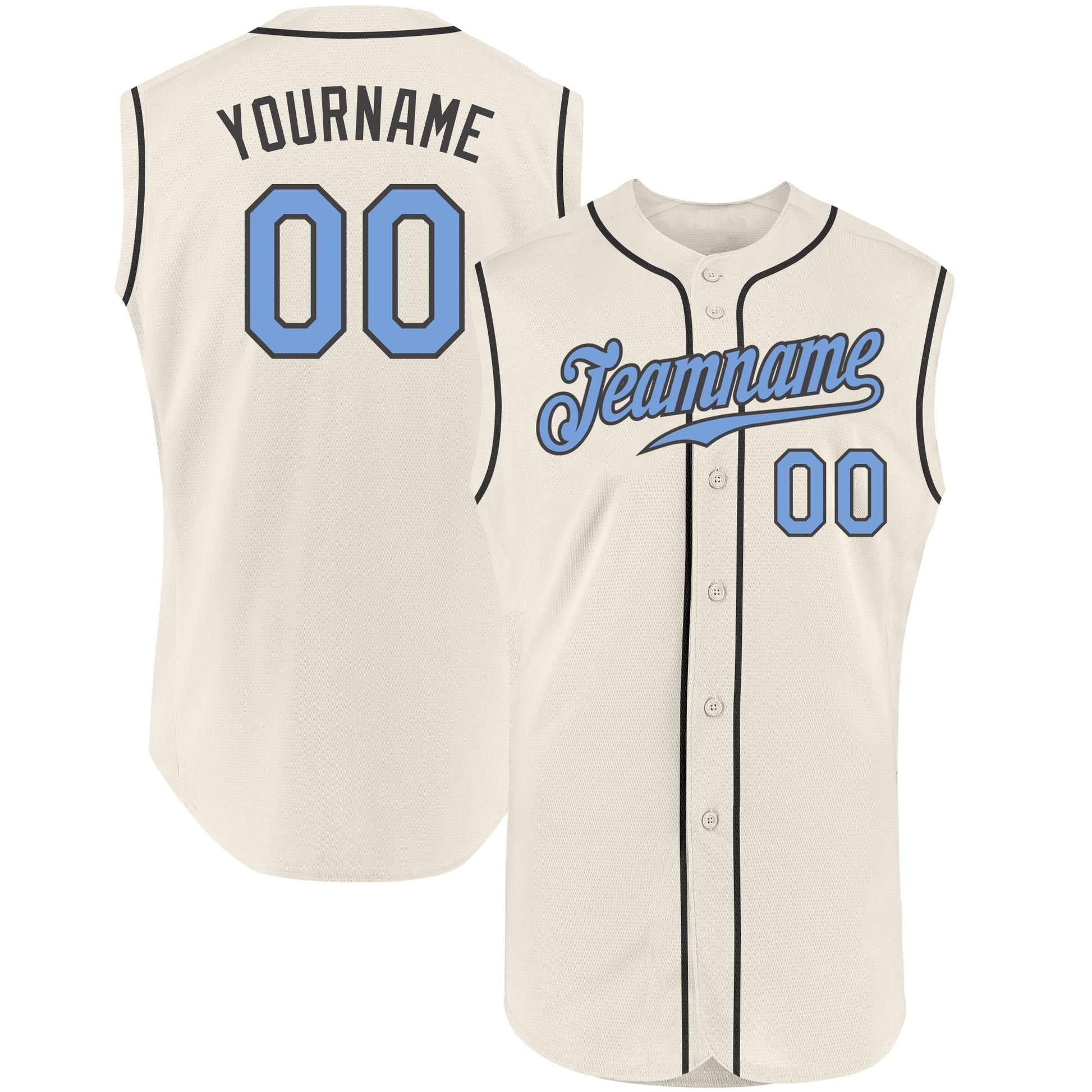 Custom Cream Light Blue-Steel Gray Authentic Sleeveless Father's Day Baseball Jersey - Main View