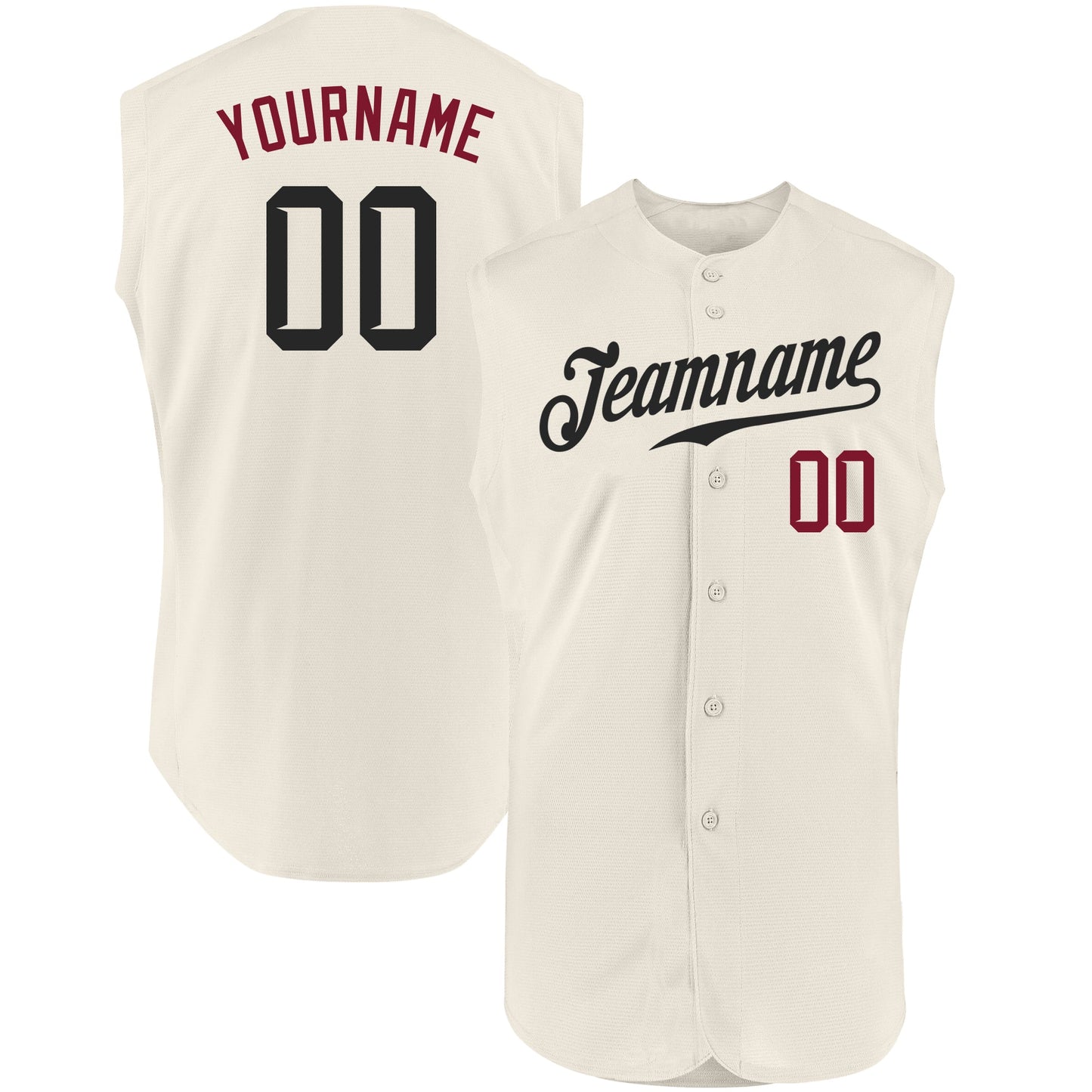 Custom Cream Black-Crimson Authentic Sleeveless Baseball Jersey - Main View