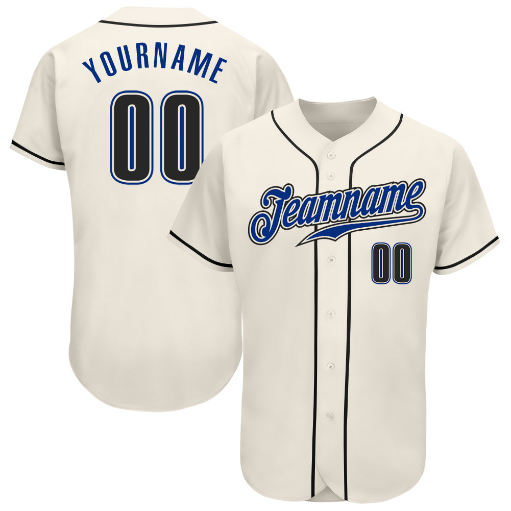 Custom Cream Black-Royal Authentic Baseball Jersey - Main View