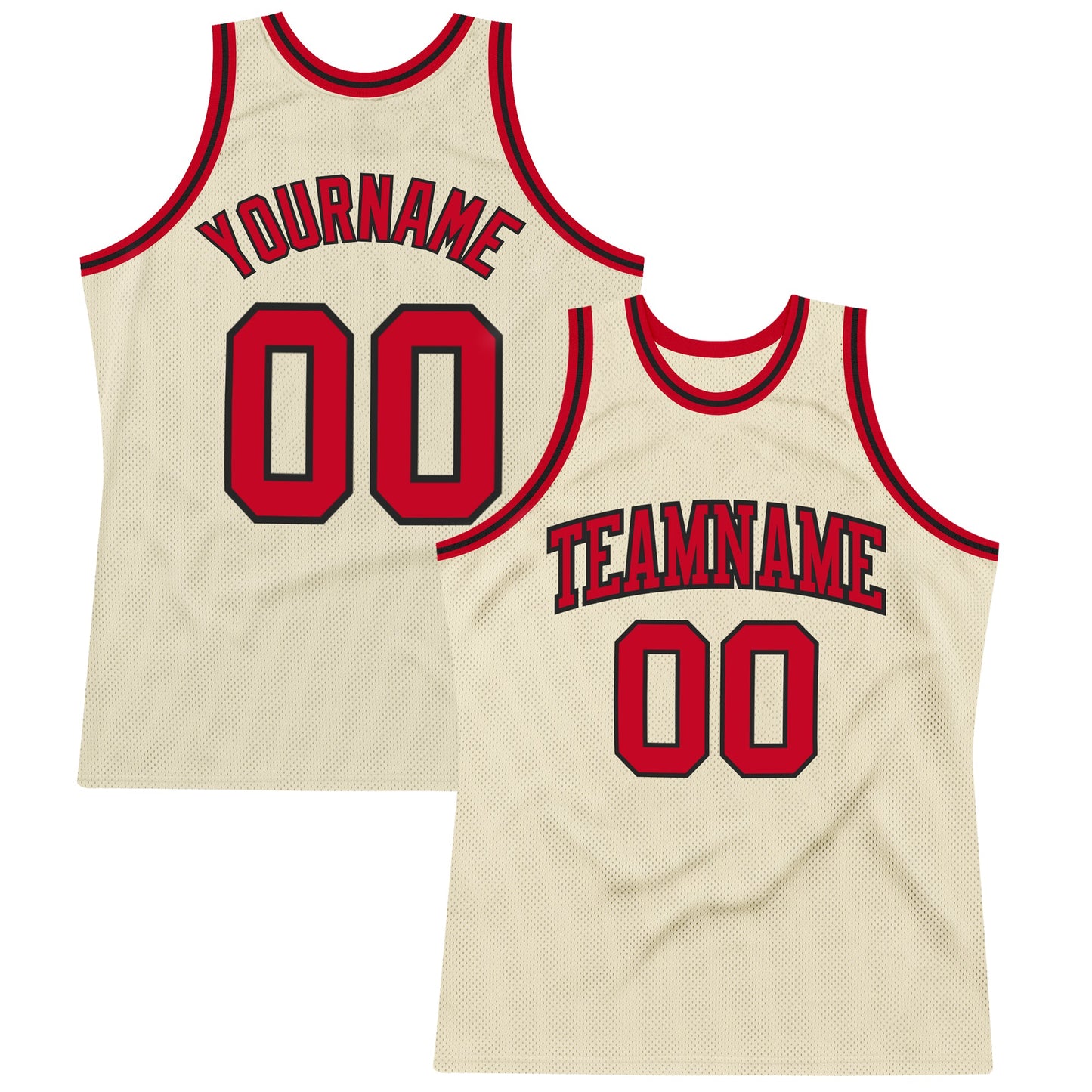 Custom Cream Red-Black Authentic Throwback Basketball Jersey - Main View
