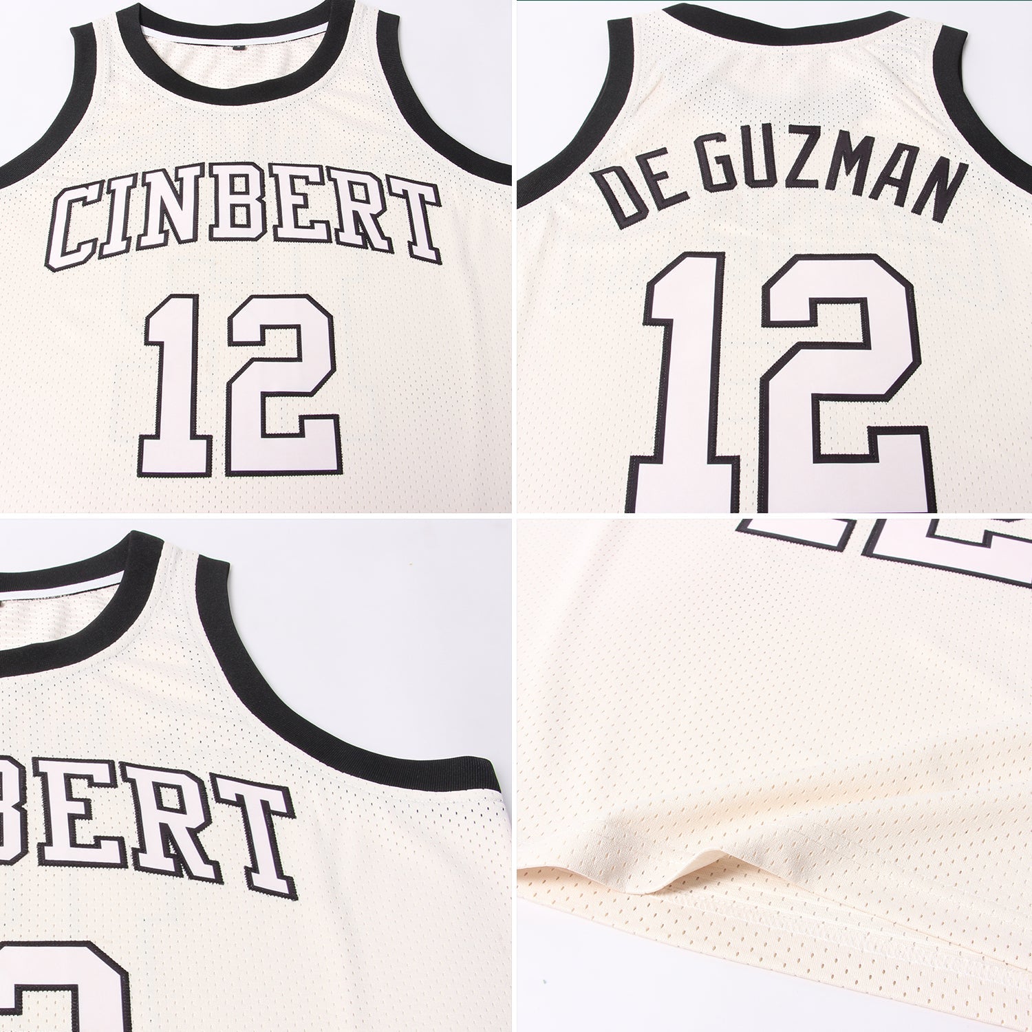 Custom Cream Cream-Black Authentic Throwback Basketball Jersey view 5