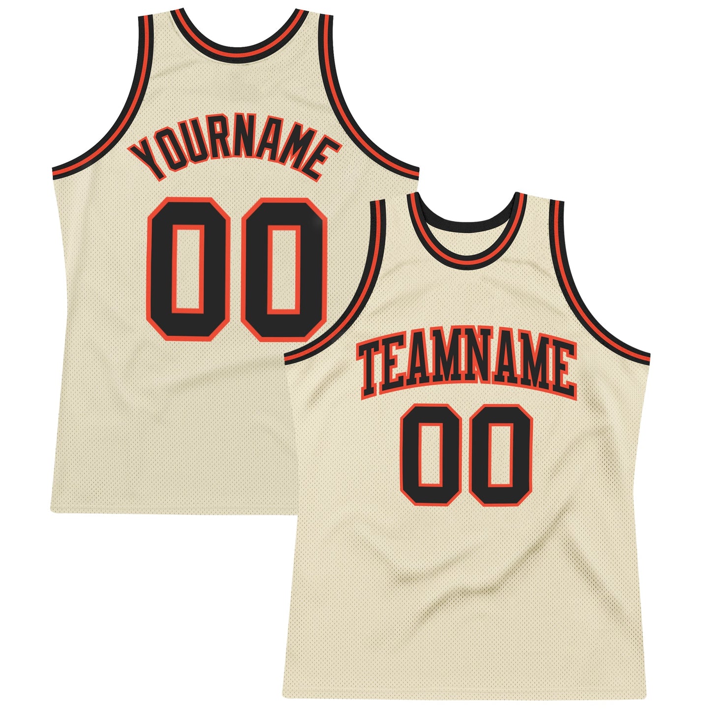 Custom Cream Black-Orange Authentic Throwback Basketball Jersey - Main View