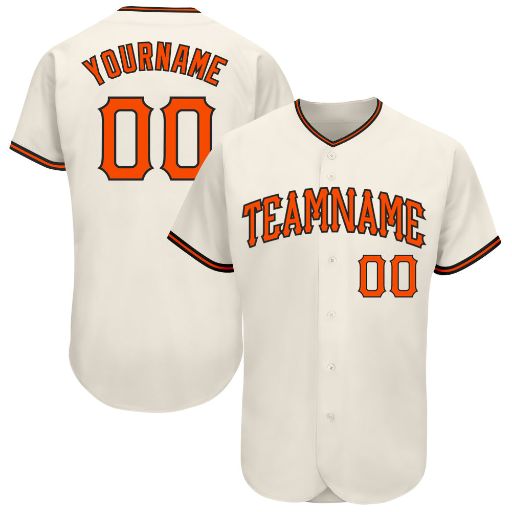 Custom Cream Orange-Black Authentic Baseball Jersey - Main View