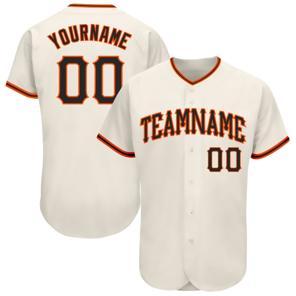 Custom Cream Black-Orange Authentic Baseball Jersey - Main View