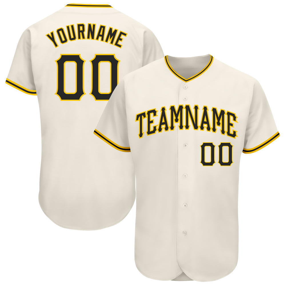 Custom Cream Black-Gold Authentic Baseball Jersey - Main View
