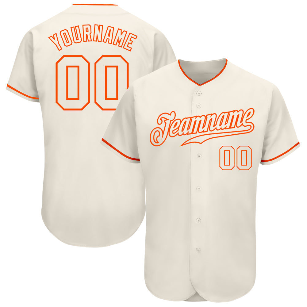 Custom Cream Cream-Orange Authentic Baseball Jersey - Main View
