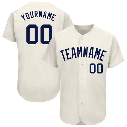 Custom Cream Navy Authentic Baseball Jersey - Main View