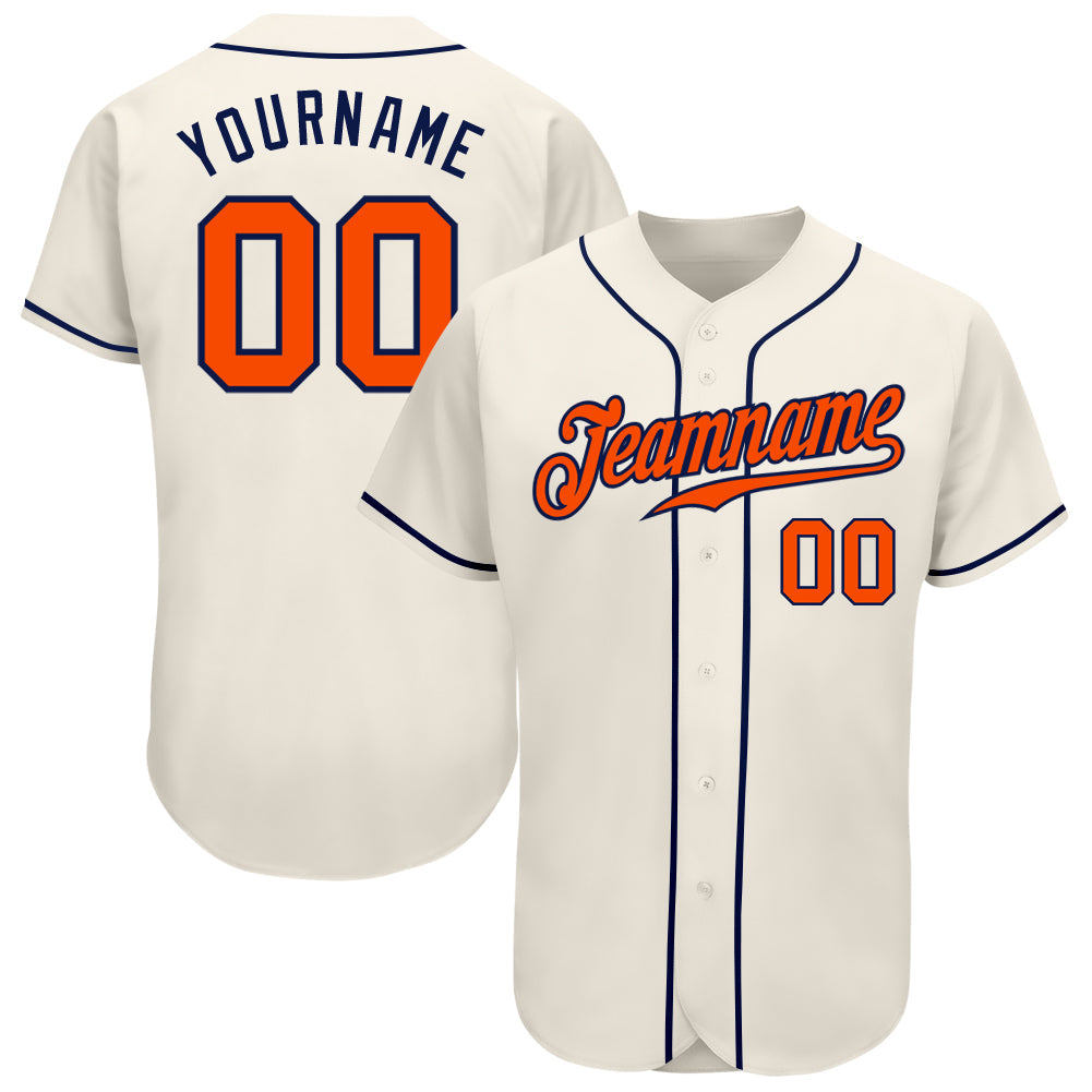 Custom Cream Orange-Navy Authentic Baseball Jersey - Main View