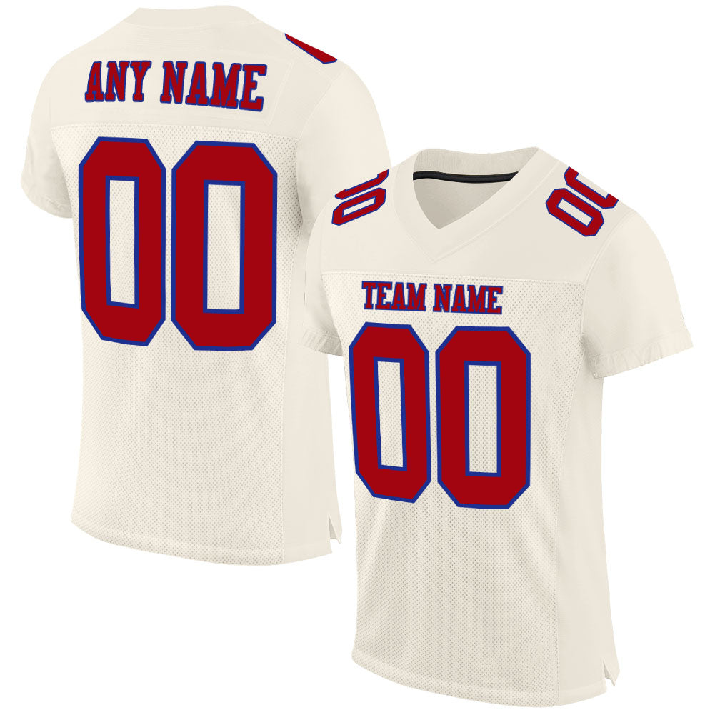 Custom Cream Red-Royal Mesh Authentic Football Jersey - Main View