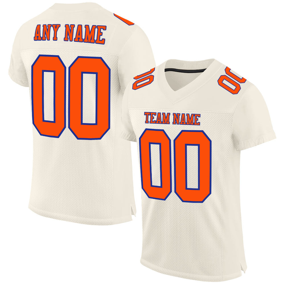 Custom Cream Orange-Royal Mesh Authentic Football Jersey - Main View